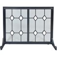 thumbnail image 1 of Écran en Fer Forgé à Motif Diamant en Verre avec Portes, Noir et Verre, 1 of 1