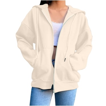 Timegard Womens Jackets Zipper Front Long Sleeve Comfy Hoodies Sweatshirts with Pockets Fall Clothing