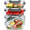thumbnail image 1 of LuxeLine 5-Pack Borosilicate Glass Meal Prep Containers (36oz) - Airtight Lids, Stackable, Microwave/Oven/Freezer/Dishwasher Safe (4.5 Cup), 1 of 7