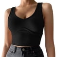 thumbnail image 1 of Yuyuzo Débardeurs Côtelés pour Femmes Sans Manches Col Rond Crop Tops Extensibles Slim Basiques, 1 of 4