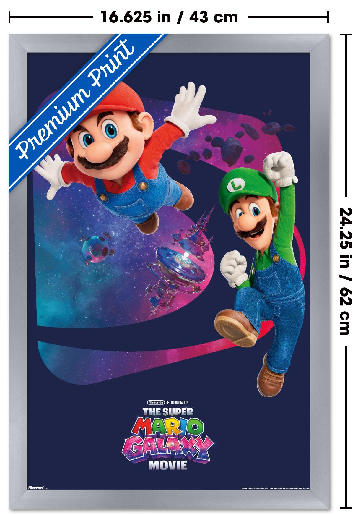 Nintendo The Super Mario Galaxy Movie (2026) - Affiche murale d’action Mario & Luigi, 14,725 » x 22,375 » encadrée