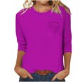 thumbnail image 1 of FAIWAD Womens 3/4 Sleeve Tunic Tops Solid Color Round Neck Shirt Soft Lightweight Loose Top with Chest Pockets, 1 of 5