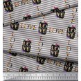 thumbnail image 3 of Soimoi Gray Moss Georgette Fabric Stripe & Floral Alphabet Text Printed Fabric 1 Yard 42 Inch Wide, 3 of 3
