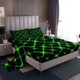 thumbnail image 1 of Erosebridal Teens Abstract Sheet Set Full, Green Strpied Geometry Bedding Sets Full Size, Modern Fashion Decor, 1 of 7