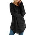 thumbnail image 2 of CHUANK Chemise Longue Cache-Ventre Fluide à Col Rond Unie à Manches Longues Hauts Grande Taille pour Femmes Chic Tunique Confortable à Porter avec des Leggings Bleu TTG, 2 of 7