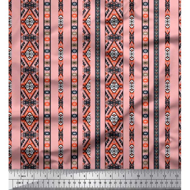 Soimoi Poly Georgette Fabric Ikat Southwestern Print Fabric by The Yard 42 Inch Wide
