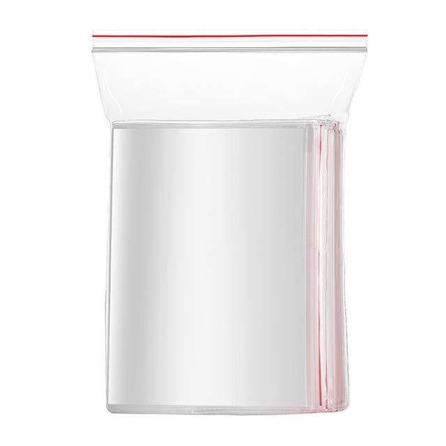 100 Piece Set Of 5 Thick Transparent PE Self Sealing Bags With Red Edges: Excellent Sealing And Resistance Ideal For Storage