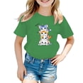 thumbnail image 1 of GDREDA Vêtements Fille Enfant Filles Mignon Graphique Col Rond Manches Courtes Tee Été Décontracté T-Shirt Mignon Filles Hauts d'Été Vert,7-8 Ans, 1 of 5