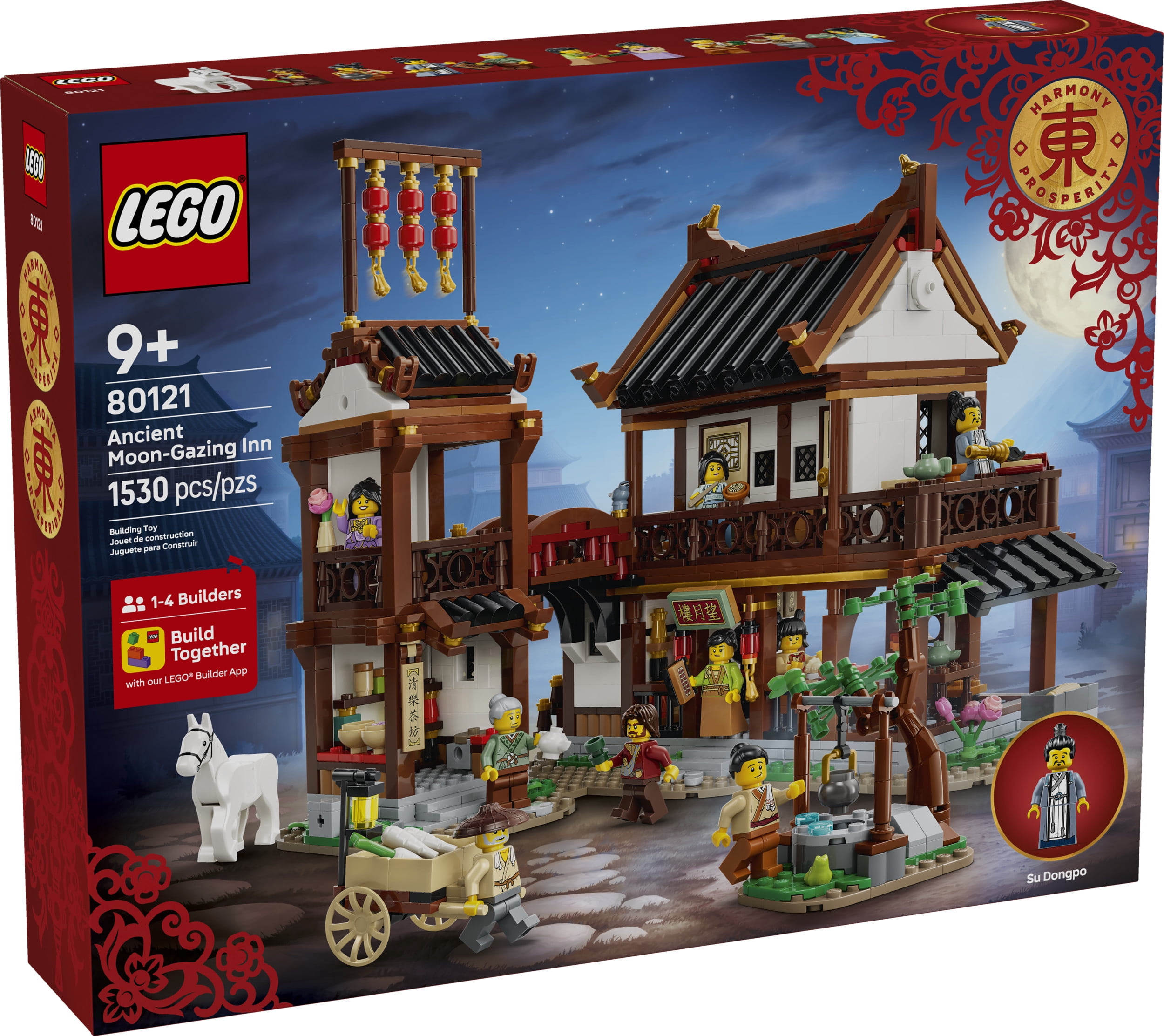 LEGO Chinese Festivals Ancient Moon-Gazing Inn - Building Toy for Boys & Girls, Ages 9+ - Spring Festival Decorations & Craft Kit - 80121