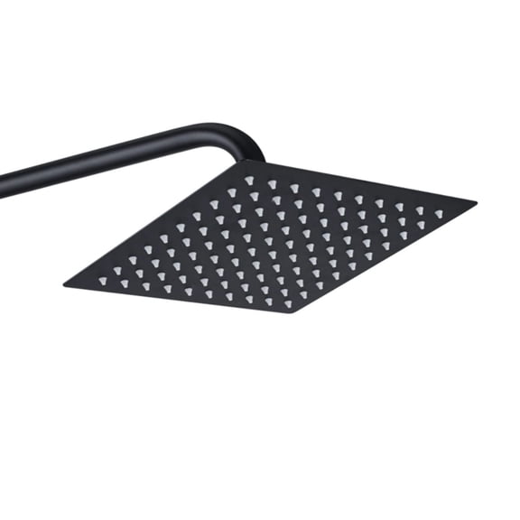 DROP Bath and Kitchen Pomme de douche à effet de pluie carrée de 16 po x 16 po de couleur noire - DR091039
