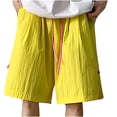 thumbnail image 2 of Gspmoly Mens Workout Shorts, Men'S Wide-Leg Style Solid Color Drawstring Pocket Drying Casual Work Shorts. Mens Running Shorts up to 65% Off Yellow XXXXXL, 2 of 4