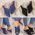 thumbnail image 3 of JUNWELL Sandales Compensées Espadrilles en Denim pour Femmes avec Nœud Noué Nouveau, 3 of 10