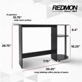 thumbnail image 3 of Redmon Computer Laptop Media Desk for Home or Office with Storage Shelves, Black, 3 of 9