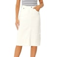 thumbnail image 1 of Unique Bargains Jupe Trapèze Décontractée en Denim pour Femme, Blanc, Petit, 1 of 6