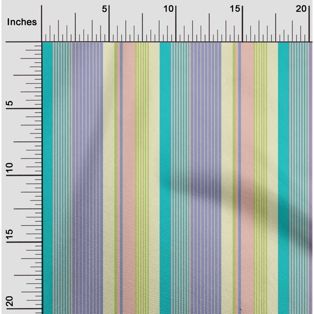 oneOone Cotton Poplin Fabric Multicolor Stripe Print Fabric BTY 42 Inch Wide
