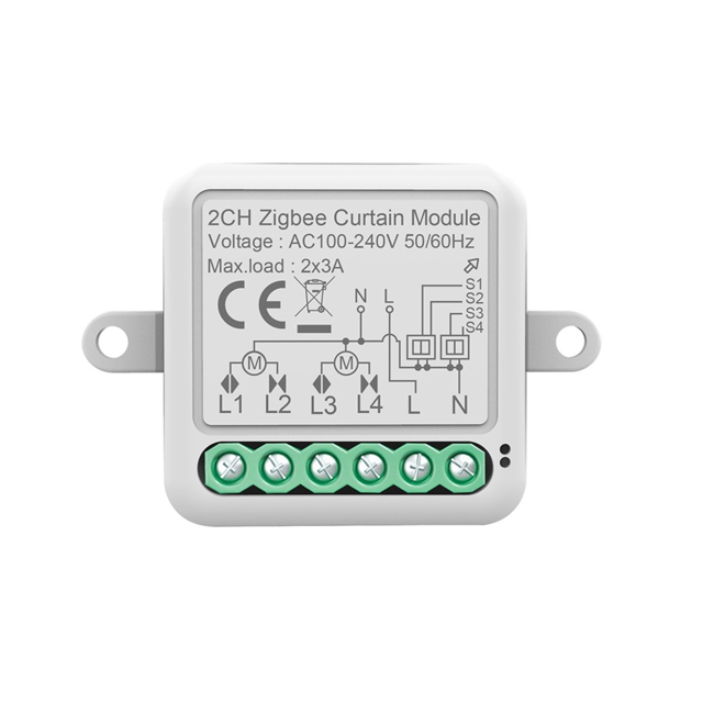 Tuya Zigbee Smart Curtain Switch Module 2CH Intelligent Circuit Breaker Support APP Remote Control for Curtain Switch,1 x Curtain Switch Module,White
