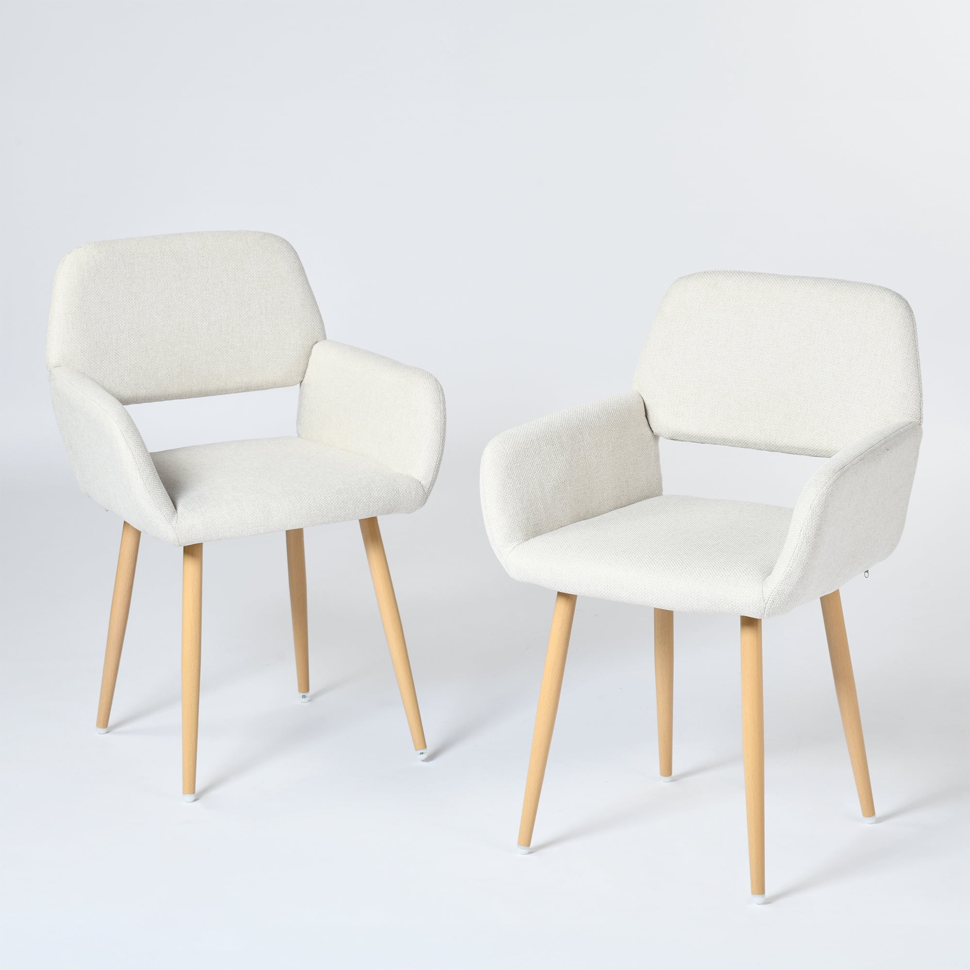 Homy Casa Lot de 2 chaises de salle à manger en tissu avec dossier creux et accoudoirs pour salle à manger en appartement