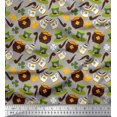 thumbnail image 1 of Soimoi Satin Silk Fabric Coin Pot & Cups Fabric Prints by Yard 42 Inch Wide, 1 of 3