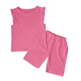 thumbnail image 1 of Hiiyo Big Girls Clothes Outfits Summer Solid Casual Tank Top Shorts Set for Children, 1 of 3