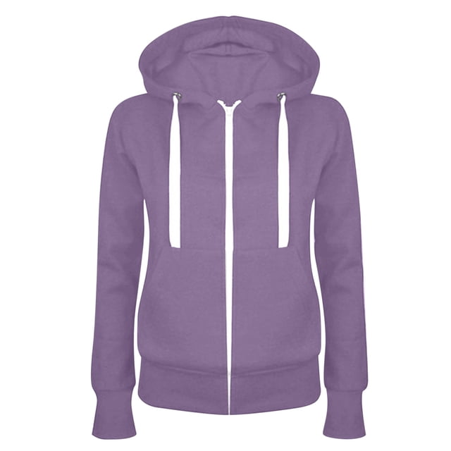 LMKIHUSA Womens Oversized Fleece Jacket Long Sleeve Solid Color Coats Full Zip Hoodies Fall Sweatshirts Open Front Drawstring Jackets with Pockets 2025 Purple,L