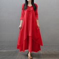 thumbnail image 2 of XDZJLR Womens Dresses formal Ladies Two Large Swing Linen Loose Long Sleeved Linen Dress, 2 of 5
