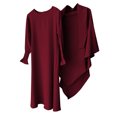 thumbnail image 4 of LUOGENLI Dress Girls Round Neck Ruffled Solid Color Dress with Pattern Flounce Maxi Skirt with Shorts Underneath Plus Size Wine 7-8Years, 4 of 4