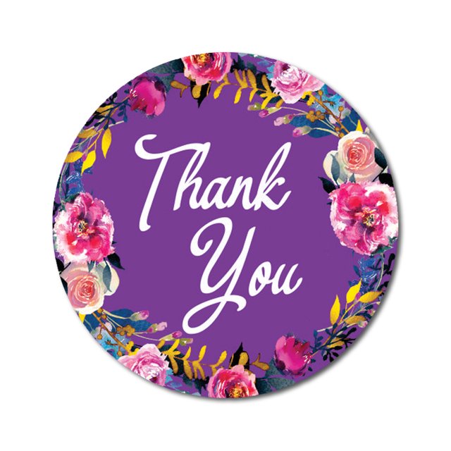 Darling Souvenir Rond 45 Pcs Floral & Vignes Bord Violet Merci Autocollants Enveloppe Sceau-1,6 Pouces