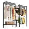 thumbnail image 1 of Heavy Duty Metal Garment Organizer Rack – Freestanding Storage Shelf with Adjustable Shelves & Hanging Rods – 1000 lbs Capacity for Closet, Wardrobe, or Dorm – Portable Steel Clothing Rack, Black, 1 of 7