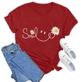 thumbnail image 5 of JIRNDf T-Shirts pour Femmes Hauts d'Été Tendance Manches Courtes Col Rond Doux Mignons T-Shirts Graphiques pour Femmes Chemises Rouge G, 5 of 5
