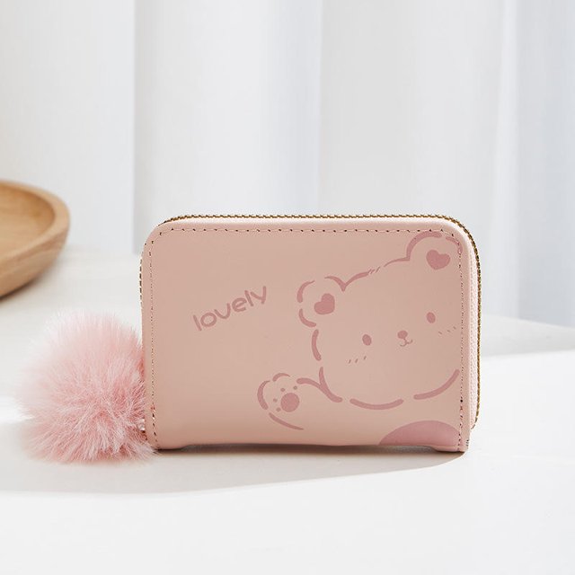 Portefeuille Court pour Femmes à la Mode et Simple Portefeuille à Fermeture Éclair Dessin Animé Mini Porte-Monnaie Multi-Cartes