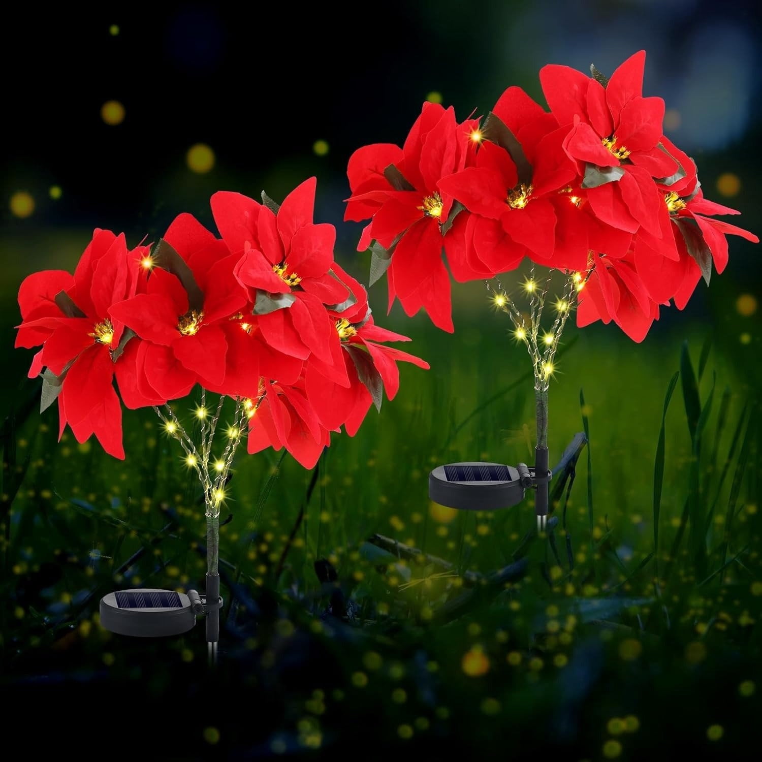 Cagogo Solar Garden Lights, Color Changing LED Solar Powered Outdoor Lights for Yard Patio, Waterproof Solar Landscape Lights for Garden Pathway Lawn Decoration, Solar Flower Lights for Home