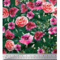 thumbnail image 1 of Soimoi Rayon Fabric Leaves & Rose Flower Print Fabric by Yard 42 Inch Wide, 1 of 3