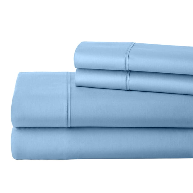 Real 1000 Thread Count RV Short Queen Size Sheets 100% Egyptian Cotton 4 PC Sheet Set, Luxurious Bedsheet Sets Soft Silky Sateen Weave, Breathable, Fits Upto 10 Inch Deep Pocket Mattress - Sky Blue