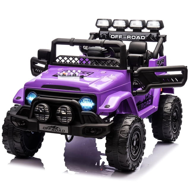 EDTara 12V Ride On Truck Car, Battery Powered Car w/Remote Control, Spring Suspension, LED Lights, Bluetooth, 3 Speeds, Electric Car for Kids