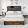 thumbnail image 3 of Ourlova Queen Size Bed Frame with 4 Storage Drawers Platform Bed Frame Queen Size with Charging Station Upholstered Headboard Queen No Box Spring Needed Vintage Brown, 3 of 9