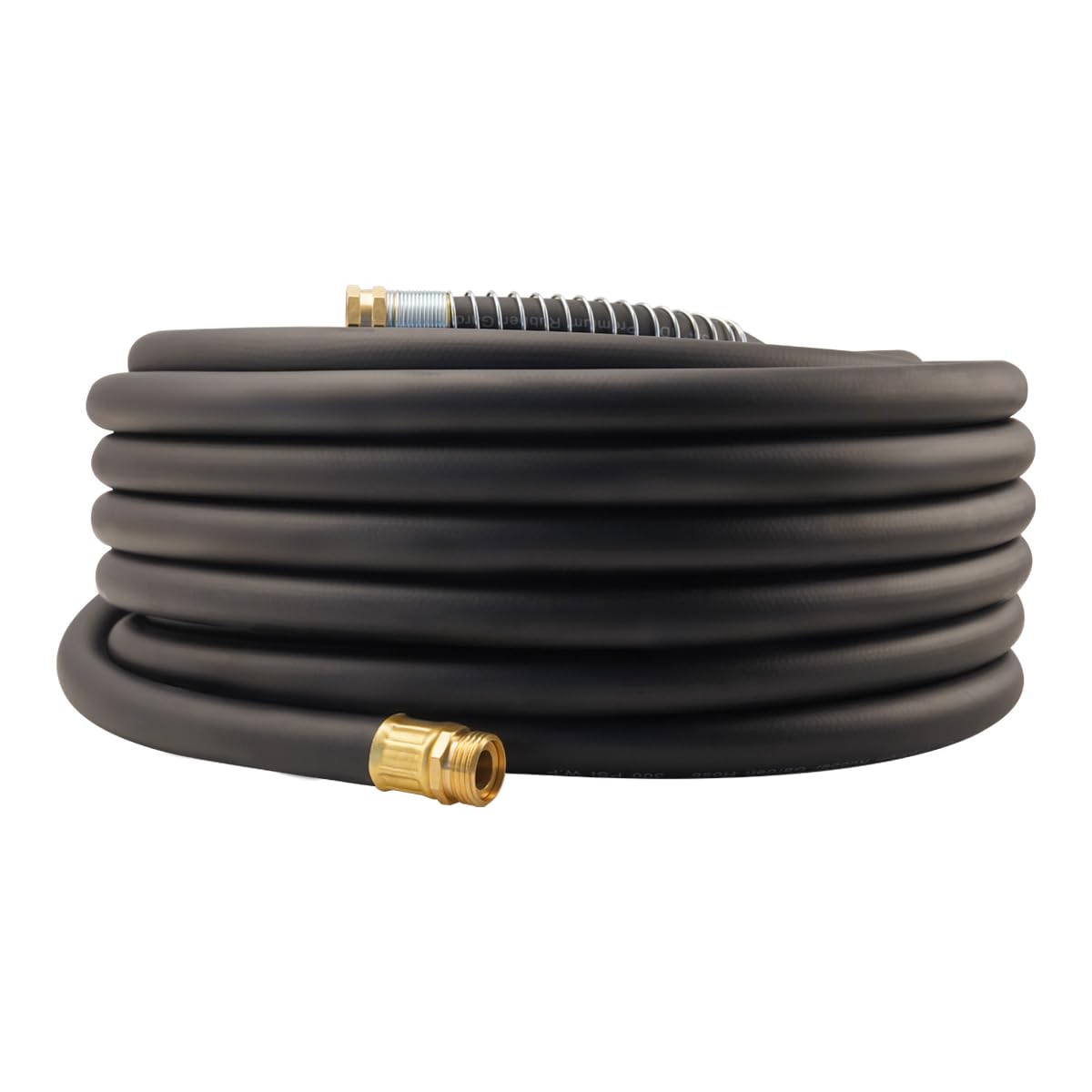 Wiseflow Garden Hose 90FT x 3/4"" Heavy Duty Rubber Hose Water Hose with Five Layered Braiding Male Female Fittings 1000PSI Burst 300PSI Working for Yard Car Wash Pets (Black)