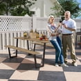 thumbnail image 2 of Outsunny 5.7 FT Outdoor Picnic Table Bench Set with 2" Umbrella Hole, Brown, 2 of 10
