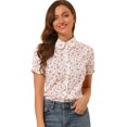 thumbnail image 1 of INSPIRE CHIC Chemise à Manches Courtes pour Femme en Coton à Imprimé Floral avec Col Peter Pan, 1 of 6