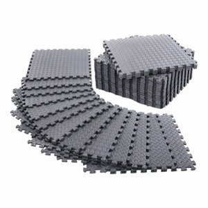 12 Pack Floor Exercise Mat for Home Gym or Floor Padding for Yoga, Weights Gym Equipment Gray,12 x exercise mat(with End Borders),Gray