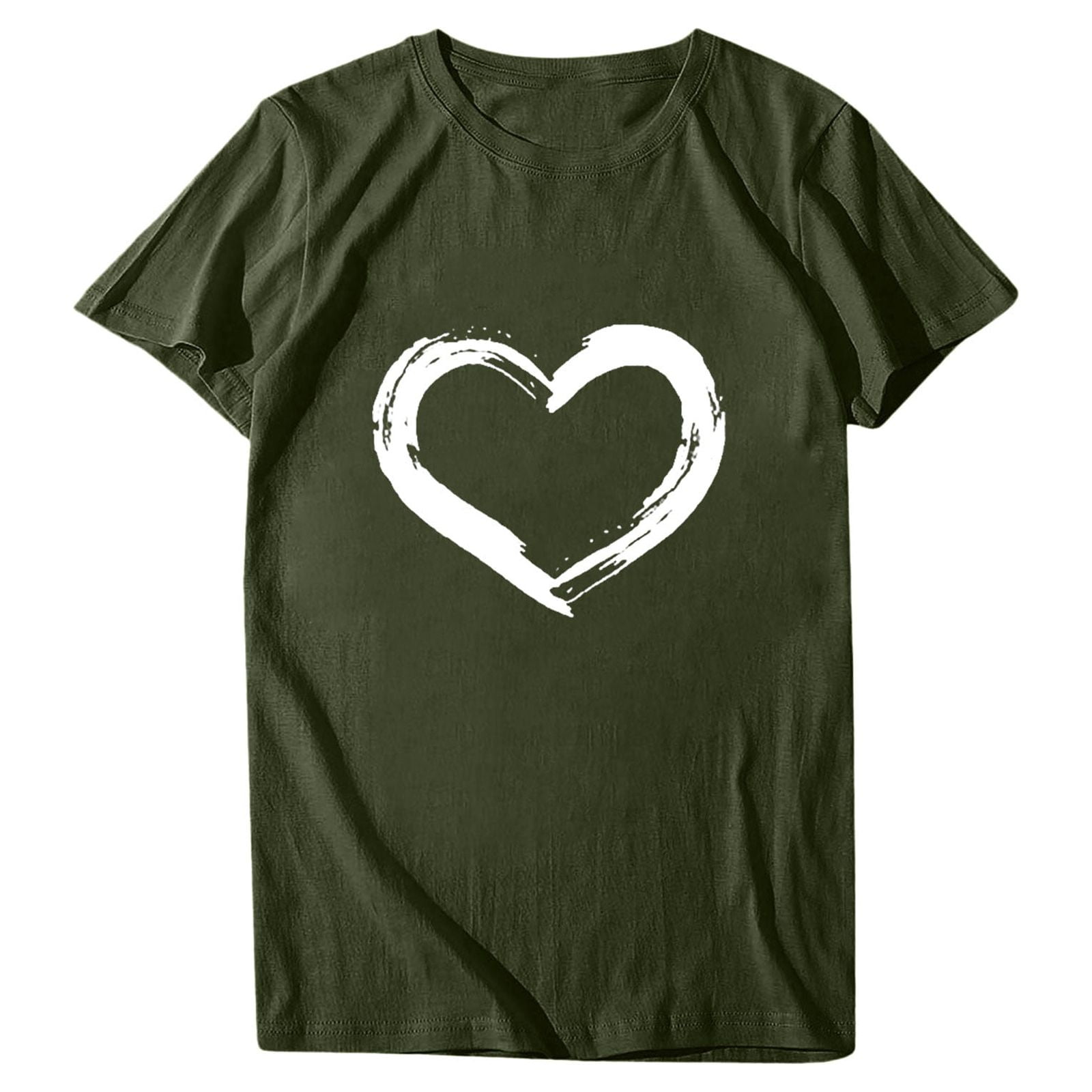 Babysbule Hauts pour Femmes en Liquidation Femmes Manches Courtes Col Rond Imprimé en Forme de Cœur Hauts Décontractés Blouse T-shirt