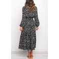 thumbnail image 2 of Robe Maxi de Soirée Décontractée pour Femme, Bohème, à Imprimé Léopard, à Volants, à Manches Longues, à Col en V, Fluide, 2 of 7