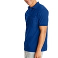 thumbnail image 4 of Hanes Mens CottonBlend EcoSmart Jersey Polo With Pocket 2-Pack, L, Deep Royal, 4 of 4