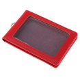thumbnail image 1 of Vertical Double Card Reusable ID Badge Holder Exhibition Leather Card Holder Red, 1 of 4