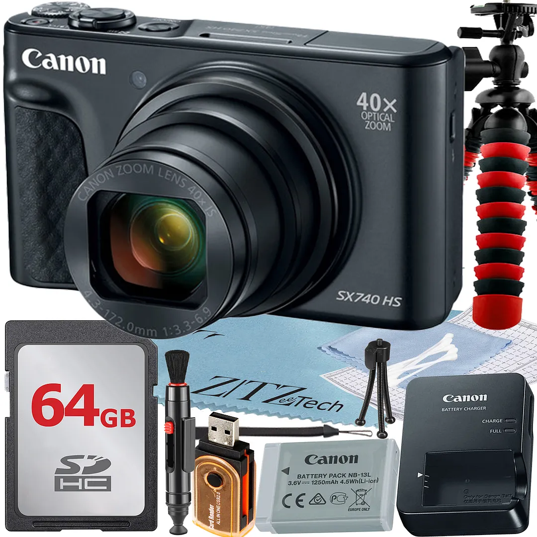 Canon PowerShot SX740 HS Digital Camera (Black) with 40x Optical