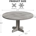 thumbnail image 2 of Round Dining Table for 4, 47" Dining Room Table with Wooden Base, Circle Kitchen Dinner Table for Dining Room, Kitchen, Living Room (Table Only), Grey, 2 of 7