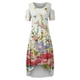 thumbnail image 3 of TopLLC Robes d'Été pour Femmes Grande Taille à Manches Courtes Robes Maxi à Fleurs Robe de Soirée à Épaules Dénudées avec Poches Robe Formelle Femme, 3 of 5