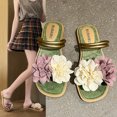 thumbnail image 2 of Sandales pour Femmes à Fleurs Pantoufles Plates Haut de Gamme Chic, 2 of 6