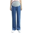 thumbnail image 1 of FAIWAD Jeans en Denim de Maternité Décontractés pour Femmes, Coupe Ample, Taille Élastique, avec Poches, 1 of 9