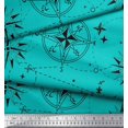 thumbnail image 2 of Soimoi Green Rayon Crepe Fabric Direction Compass Nautical Decor Fabric Printed Yard 46 Inch Wide, 2 of 5