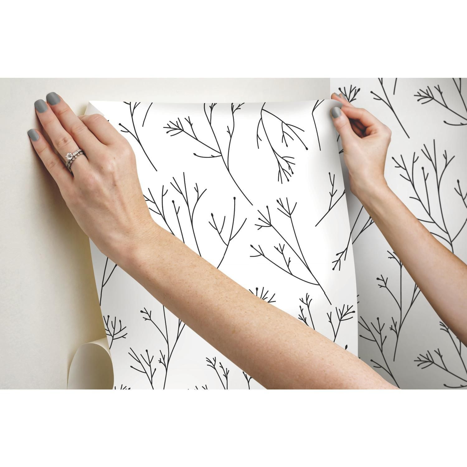 Roommates Black Twigs Peel & Stick Wallpaper